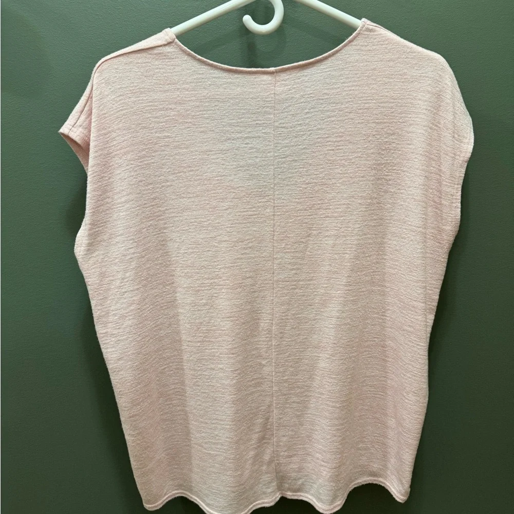 Market & Spruce Pink Ribbed Cap Sleeve Blouse - Picture 2 of 3